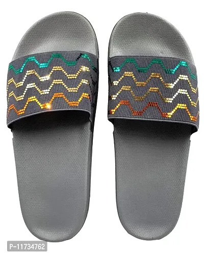 Elegant Fly Knit Wave Grey Flip Flops For Women-thumb2