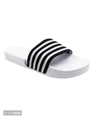 Stylish WhiteSole 4line Black Sliders For Men-thumb4