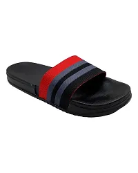 Stylish Fly Knit Stripes Black Sliders For Men-thumb2