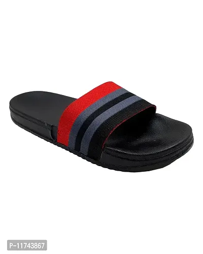 Stylish Fly Knit Stripes Black Sliders For Men-thumb3