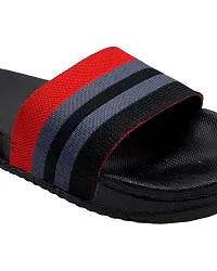 Stylish Fly Knit Stripes Black Sliders For Men-thumb4