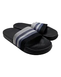 Stylish Fly Knit Stripes Grey Sliders For Men-thumb3