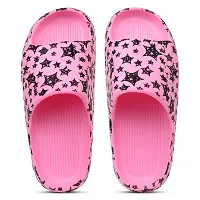 Trendy Elegant Zig Zag Full Stars Pink Flip Flops For Women-thumb4