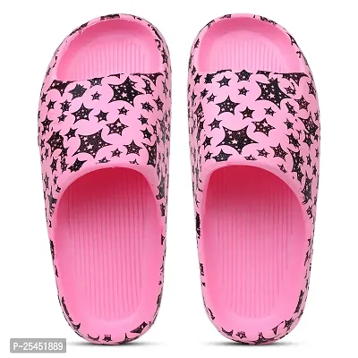 Trendy Elegant Zig Zag Full Stars Pink Flip Flops For Women-thumb5