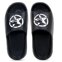 Stylish Zig Zag Skull Black Sliders For Men-thumb2