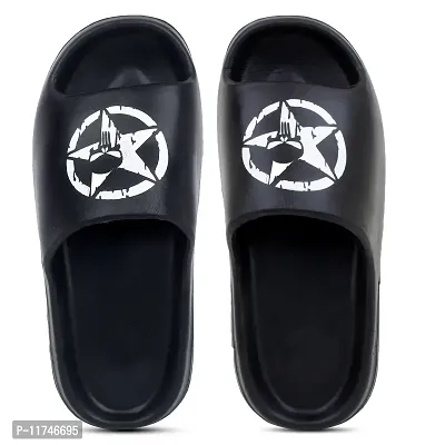 Stylish Zig Zag Skull Black Sliders For Men-thumb3