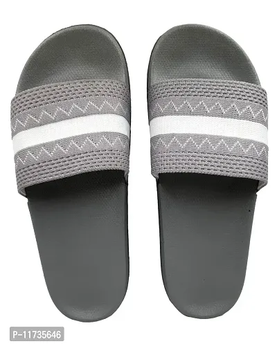 Elegant Fly Knit ZigZag Grey Flip Flops For Women-thumb2