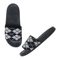 Elegant Fly Knit 4Square Black Flip Flops For Women-thumb2