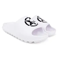 Stylish Zig Zag Skull White Sliders For Men-thumb1