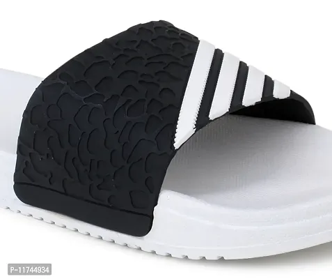 Stylish Fashion Lines White Sliders For Men-thumb5