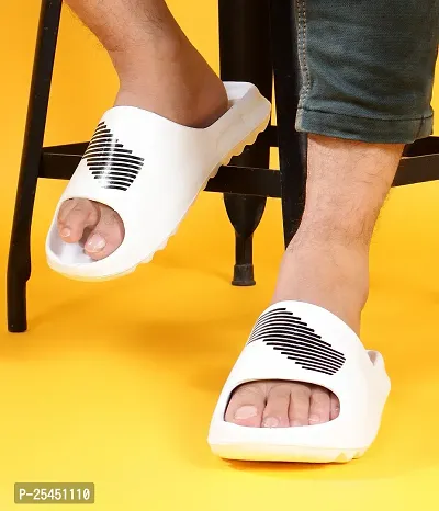 Trendy White EVA Self Design Sliders For Men-thumb0