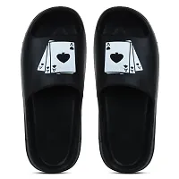 Stylish Zig Zag 3ACards Black Sliders For Men-thumb2