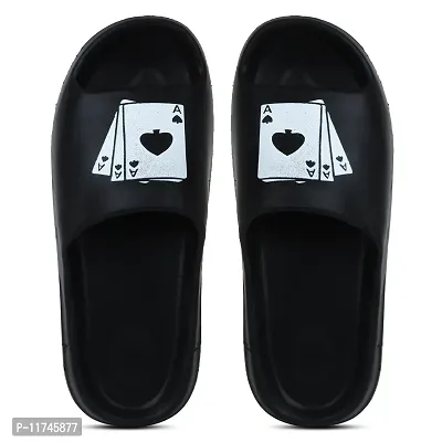 Stylish Zig Zag 3ACards Black Sliders For Men-thumb3