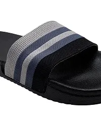 Stylish Fly Knit Stripes Grey Sliders For Men-thumb4