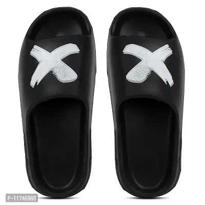 Stylish Zig Zag X Black Sliders For Men-thumb3
