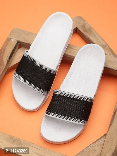 Stylish Fly Knit Jhumroo White Sliders For Men