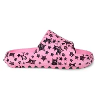 Trendy Elegant Zig Zag Full Stars Pink Flip Flops For Women-thumb2