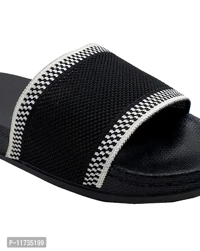 Elegant Fly Knit Jhumroo Black Flip Flops For Women-thumb5