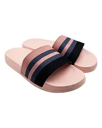 Elegant Fly Knit Stripes Pink Flip Flops For Women-thumb2