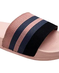 Elegant Fly Knit Stripes Pink Flip Flops For Women-thumb4