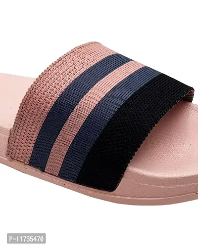 Elegant Fly Knit Stripes Pink Flip Flops For Women-thumb5