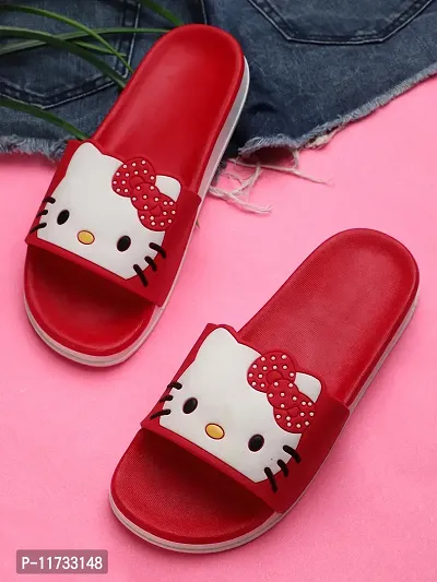 Elegant Kitty Red Flip Flops For Women