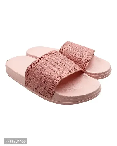 Elegant Fly Knit Blocks Pink Flip Flops For Women-thumb3