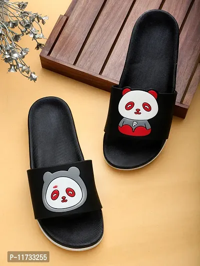 Elegant Panda Black Flip Flops For Women-thumb0