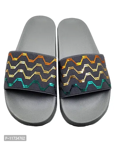 Elegant Fly Knit Wave Grey Flip Flops For Women-thumb5