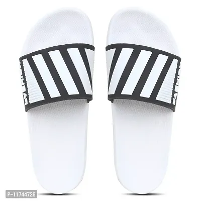 Stylish Fashion White Sliders For Men-thumb2