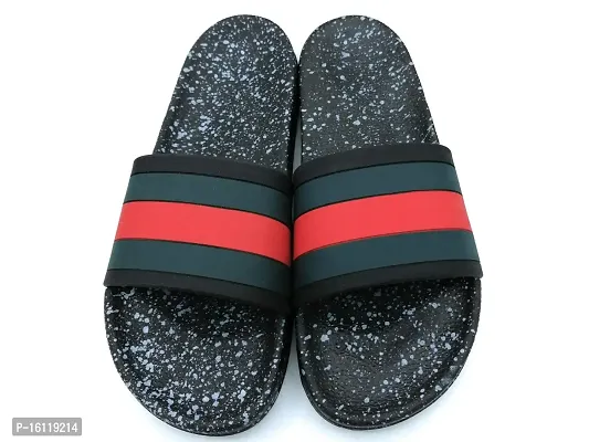 Angel Fashion GI Dotted Slipper/Flip Flops for Men,Black,9 (UK/India)