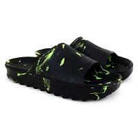 Stylish Zig Zag Military Black Sliders For Men-thumb1