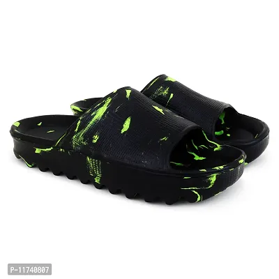 Stylish Zig Zag Military Black Sliders For Men-thumb2