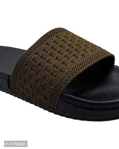Stylish Fly Knit Blocks Green Sliders For Men-thumb5