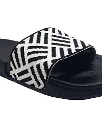 Stylish Fly Knit Cross Black Sliders For Men-thumb4