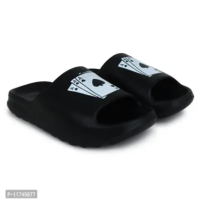 Stylish Zig Zag 3ACards Black Sliders For Men-thumb2