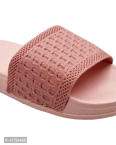 Elegant Fly Knit Blocks Pink Flip Flops For Women-thumb5