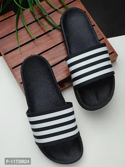 Stylish 4Line Classy Black Sliders For Men-thumb0