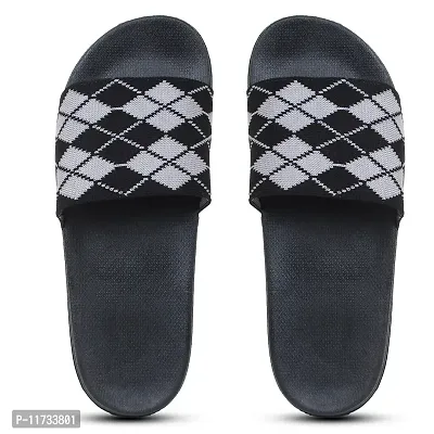 Elegant Fly Knit 4Square Black Flip Flops For Women-thumb2