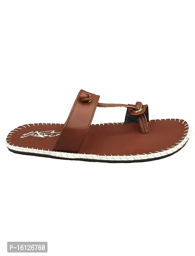 Pampy Angel KV 005 Men's Flip Flops Slides Back Open Household Comfortable Slippers Brown,7 (UK India)-thumb4