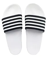 Stylish WhiteSole 4line Black Sliders For Men-thumb1