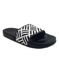 Stylish Fly Knit Cross Black Sliders For Men-thumb3