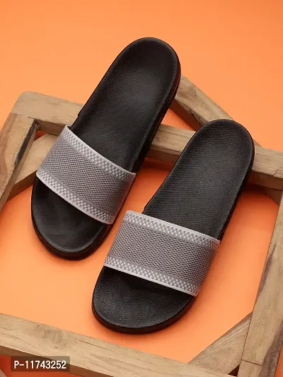 Stylish Fly Knit Jhumroo Grey Sliders For Men