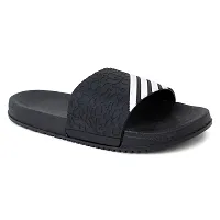 Stylish Fashion Lines Black Sliders For Men-thumb3