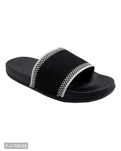 Elegant Fly Knit Jhumroo Black Flip Flops For Women-thumb3