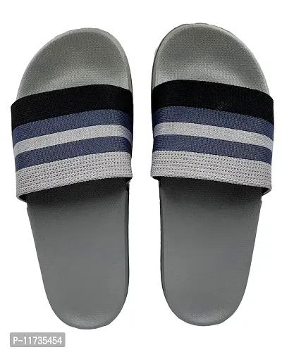 Elegant Fly Knit Stripes Grey Flip Flops For Women-thumb2