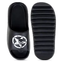 Stylish Zig Zag Skull Black Sliders For Men-thumb3