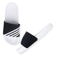 Stylish Fashion Lines White Sliders For Men-thumb2