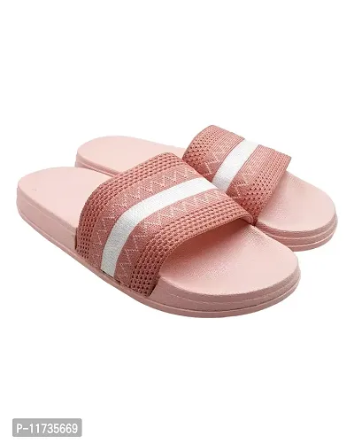 Elegant Fly Knit ZigZag Pink Flip Flops For Women-thumb3