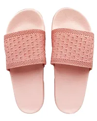 Elegant Fly Knit Blocks Pink Flip Flops For Women-thumb1